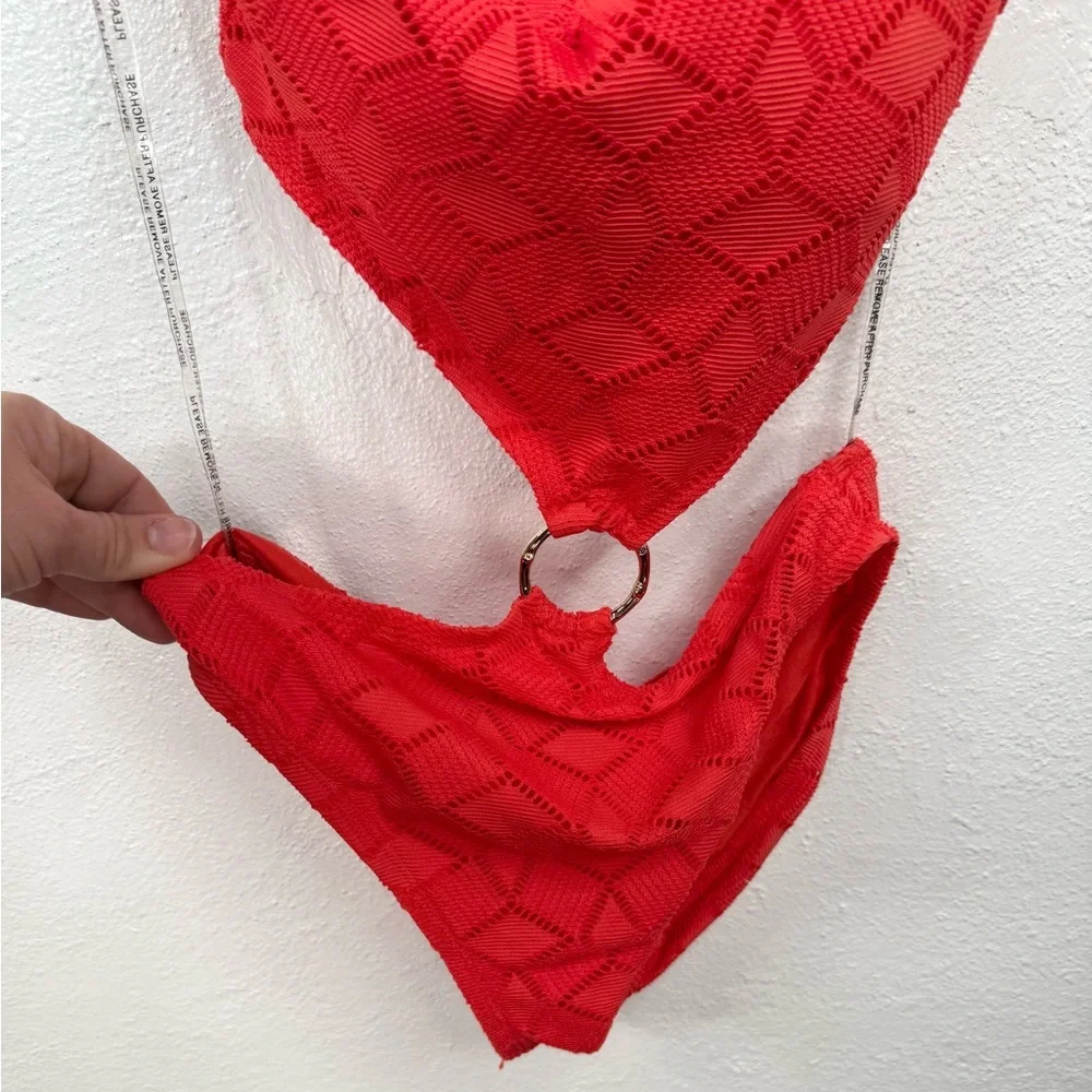 Vince Camuto One Piece Swimsuit Womens Size 6 Red Orange One-Shoulder Cutout - Picture 6 of 14